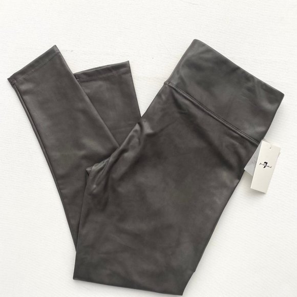 7 For All Mankind Plus Size Faux Leather Leggings Grey - Picture 1 of 3